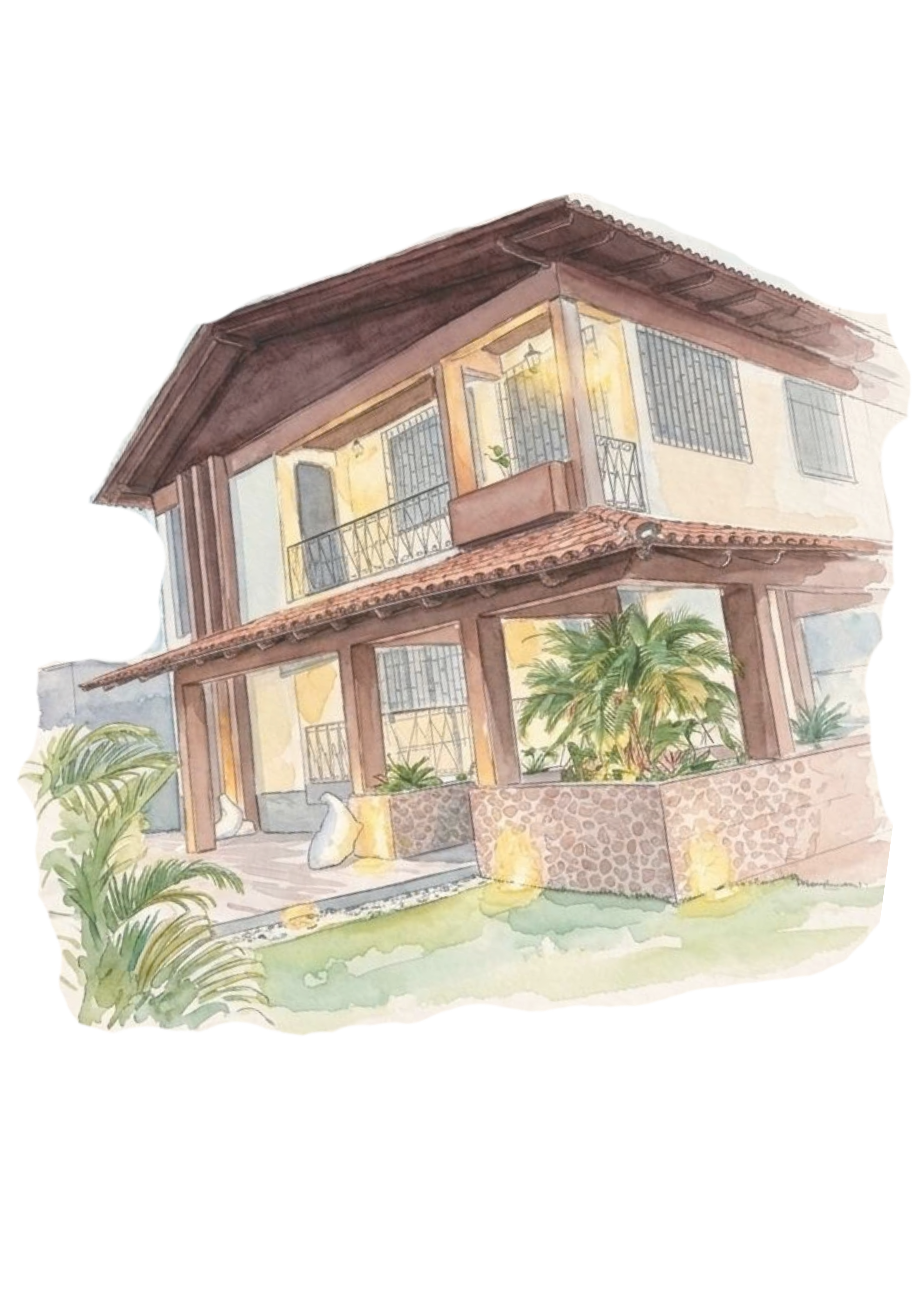 Ilustração em aquarela da Casa Jardim