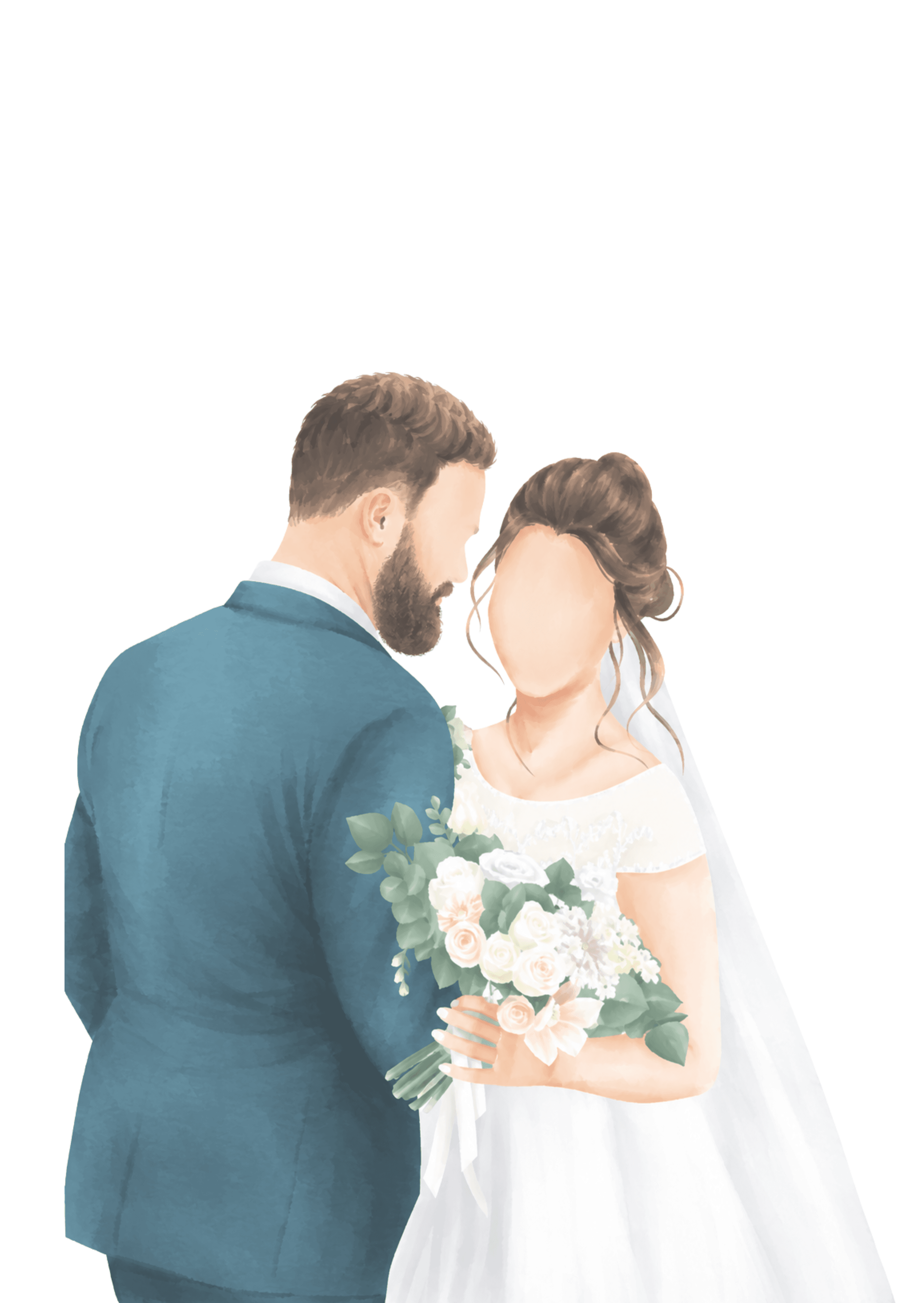 Ilustração em aquarela dos noivos